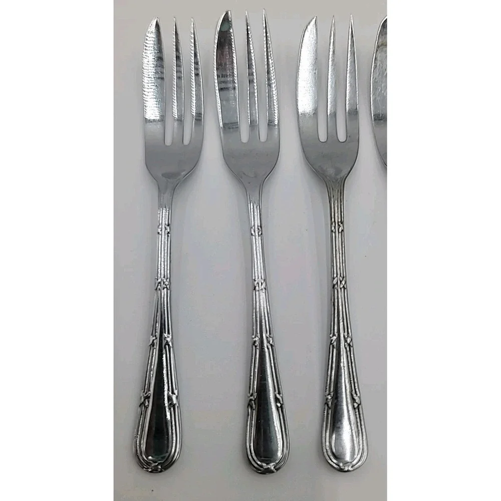 9pc‎ UNF 587 St Clair Chromium Plate Pastry Forks Flatware Fork Set